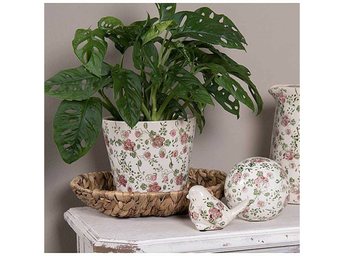 Pot de fleurs d'intérieur céramique beige 14x13cm