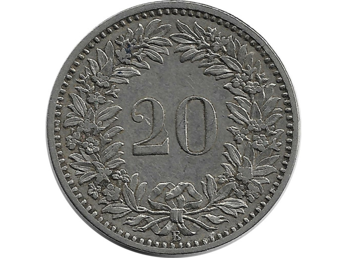 SUISSE 20 RAPPEN 1883 B TTB