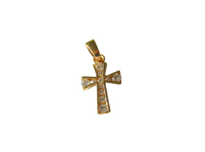 Croix en Plaqué Or 20mm + STRASS OZ