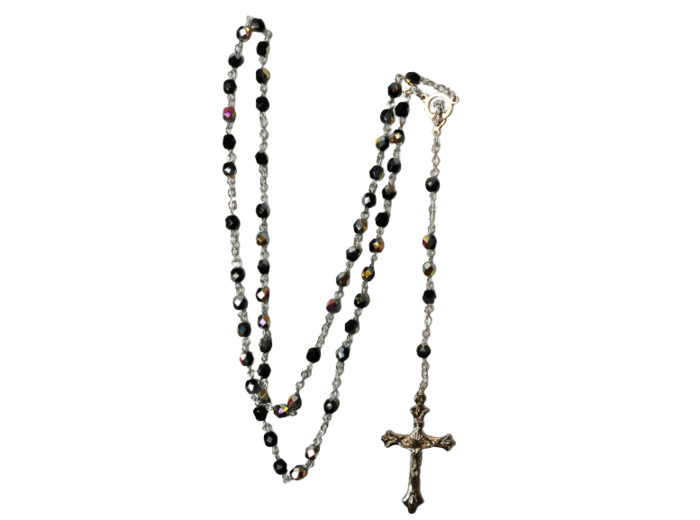 Chapelet Perles en Verre Sur Chaine Argentée - SCARABÉ