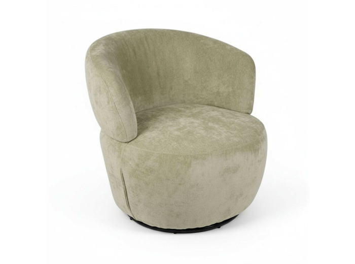 Fauteuil Pivotant Tissu Texturé Zeline Vert d'Eau 74x72x72cm
