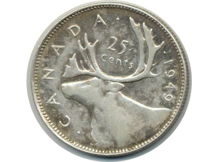 CANADA 25 CENTS GEORGES VI 1949 TTB (W44)