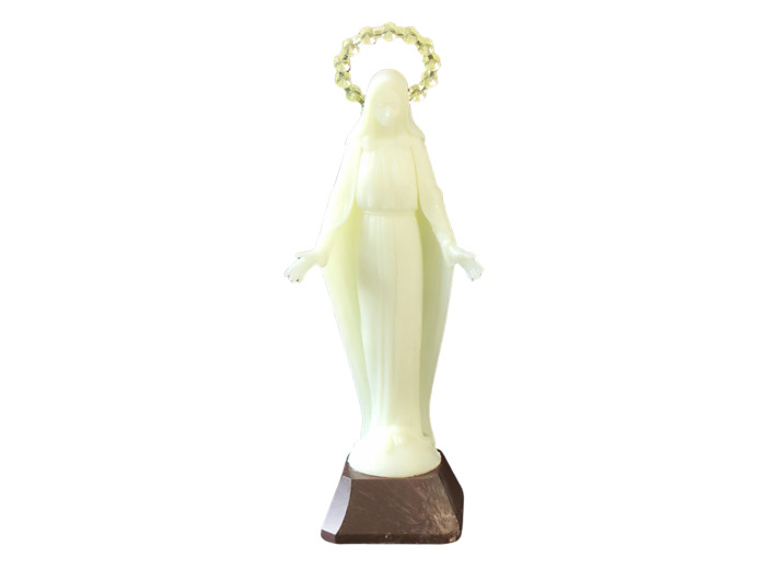 Statue en plastique phosphorecent 14cm + Socle - Vierge Mircaleuse