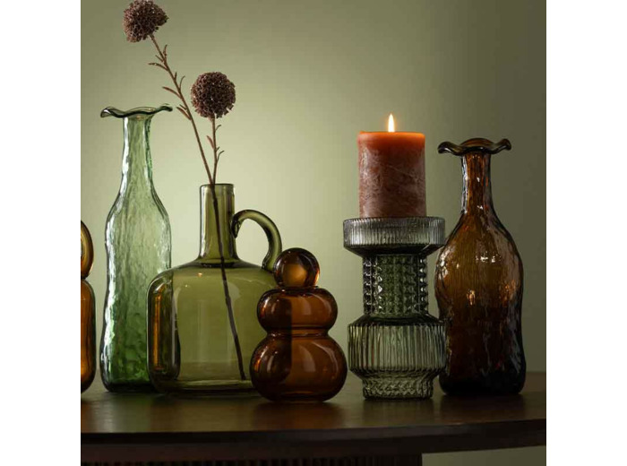 Vase éclosion verre marron 10x10x27cm