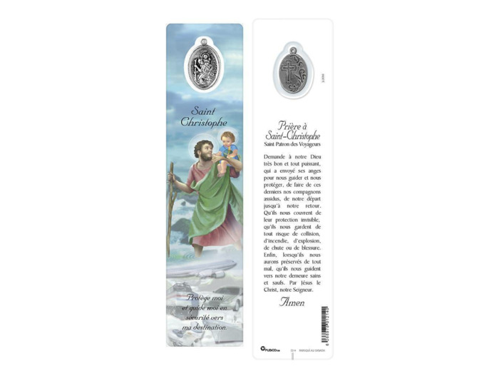 Signet plastifié avec médaille -ST CHRISTOPHE-espagnol