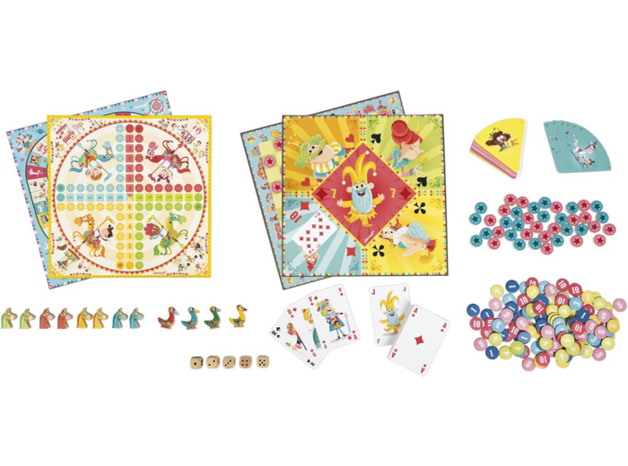 Janod - Coffret Multi-Jeux Carrousel - Jeux de Société Classiques -