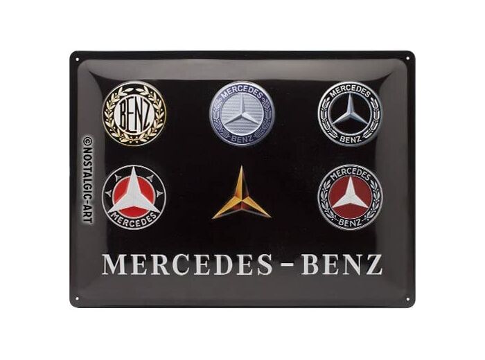 Plaque métal - Logos Mercedes - 30x40cm.