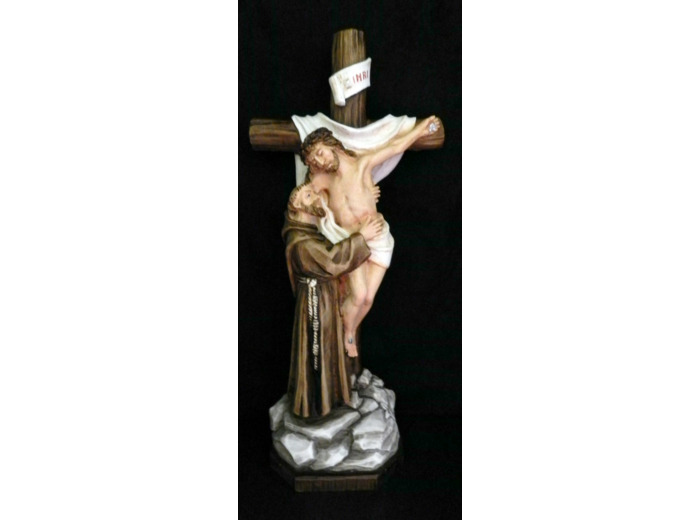 St François 30cm résine polychrome PEINTE MAIN