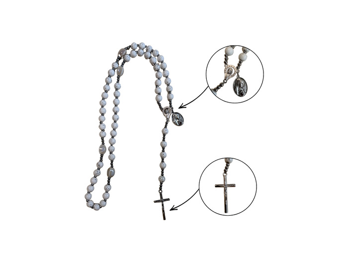 Chapelet Elastique perle Céramique 8mm - SACRE COEUR DE MARIE - L46cm