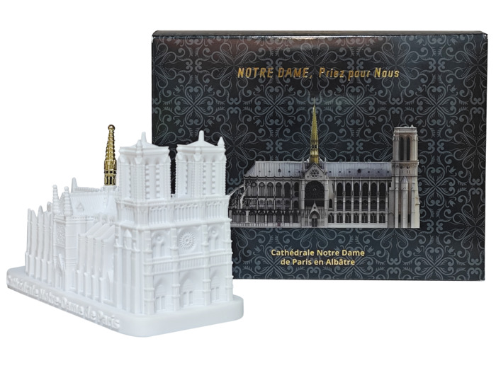 Notre Dame de Paris - Cathédrale en Albaster 12x5cm - Blanche