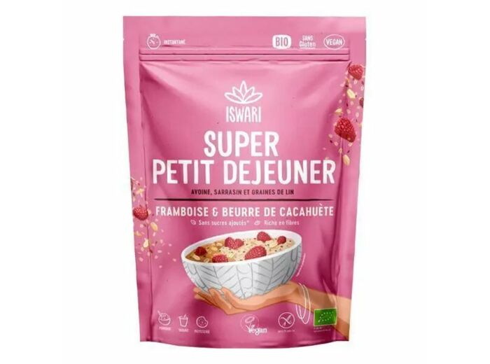 Super Petit Déjeuner Framboise, Beurre de Cacahuète-360g-Iswari