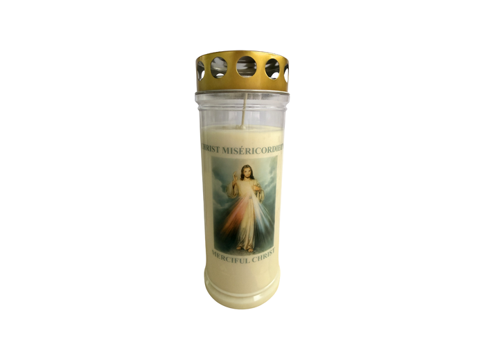 Bougie Funéraire 160 Heures Christ Miséricordieux avec Prière