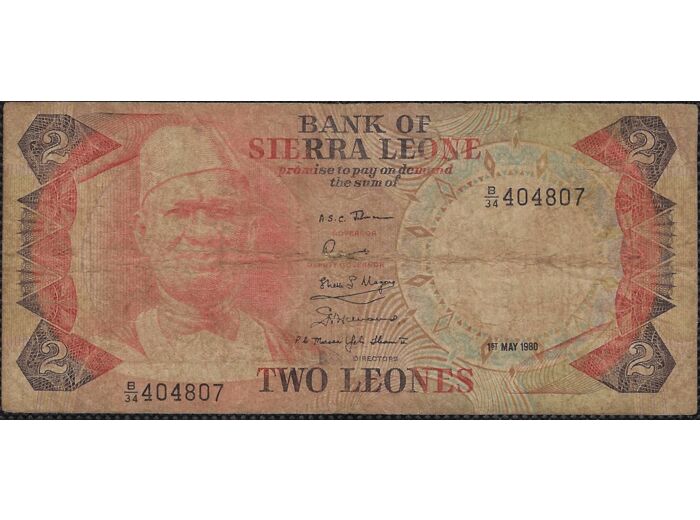 SIERRA LEONE 2 LEONES 1-5-1980 SERIE B34 TB (W6e)