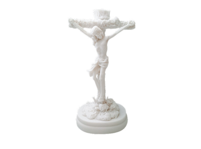 Calvaire - Statue en albâtre 21cm -Blanc