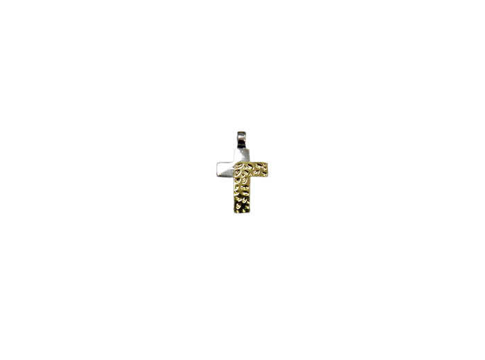 Croix en argent 925 plaqué-or bicolore 1,5x1cm