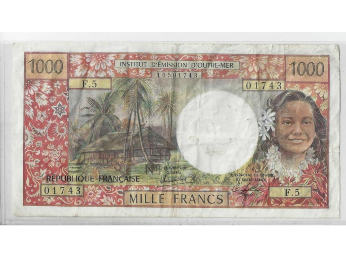 TAHITI PAPEETE 1000 FRANCS ND 1983 Serie F 5 TTB