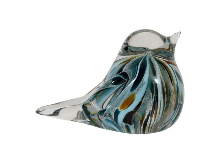 Presse papier verre moineau Serin bleu 7x9x12cm