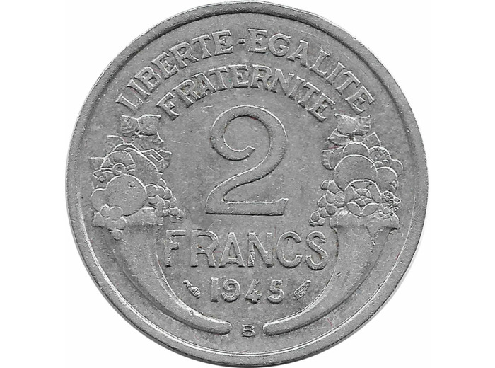 FRANCE 2 FRANCS MORLON ALUMINIUM 1945 B TTB