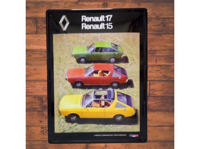 Plaque métal - Renault 15 17 - 30x40 cm - Décoration vintage