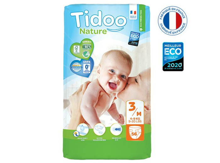Couches Écologiques Nature - Taille 3 / 4-9 kg / 56 couches-Tidoo