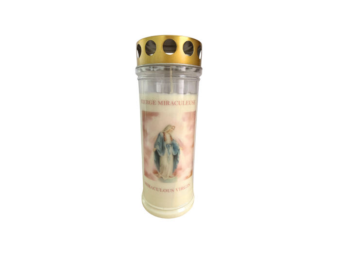Bougie Funéraire 160 Heures Vierge Miraculeuse avec Prière