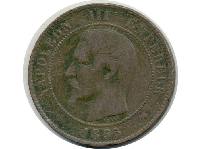 FRANCE 10 CENTIMES NAPOLEON III 1855 K ancre TB+(G248)