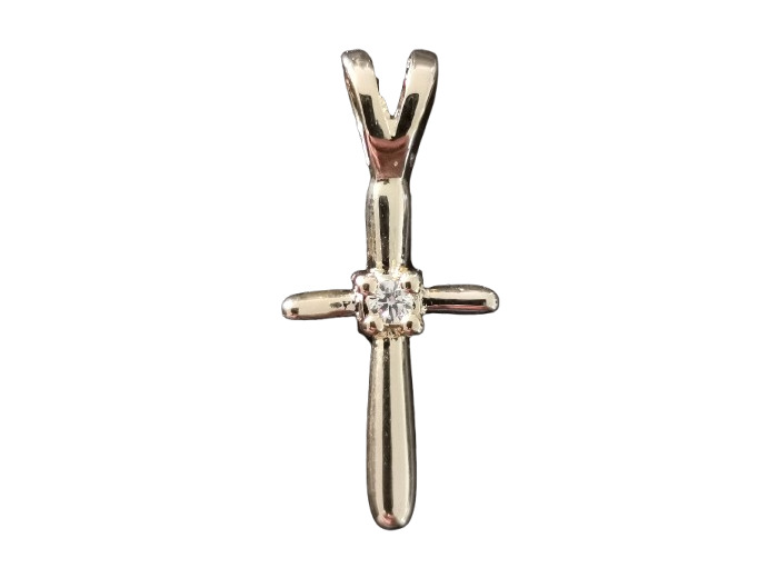 Croix en Plaqué Or 9x17mm avec Oxyde de Zirconium
