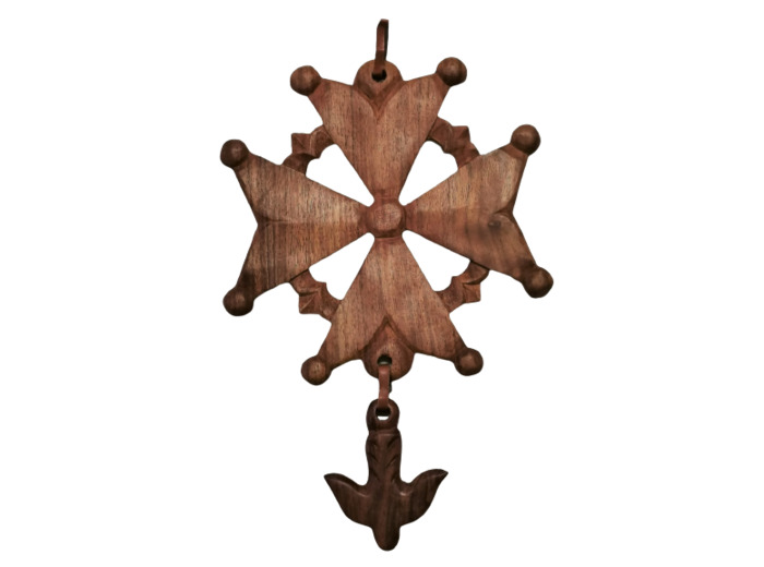 Croix Huguenote en Bois Exotique 31cm