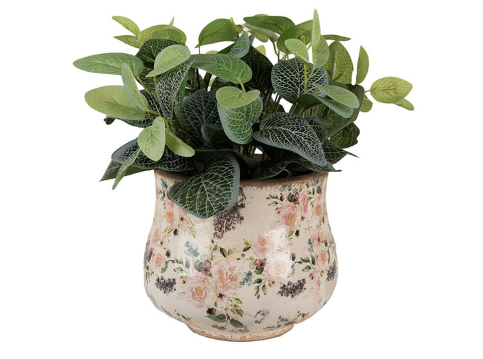 Pot de fleurs céramique fleurs anciennes 22x18cm