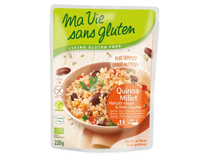 Quinoa-Millet haricots rouges et légumes bio-220g-Ma vie sans gluten