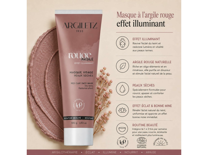 Masque argile rouge 100g LABO ARGILETZ