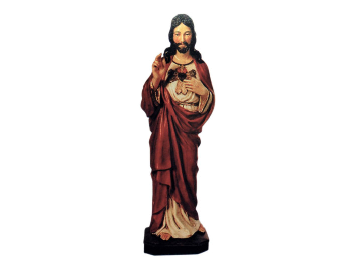 Sacré-Coeur de Jésus 50cm résine polychrome PEINTE MAIN