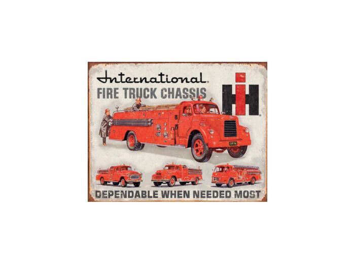 Plaque métal International IH Fire Truck Chassis - 31.5 x 40 cm - Cadeau, décoration vintage