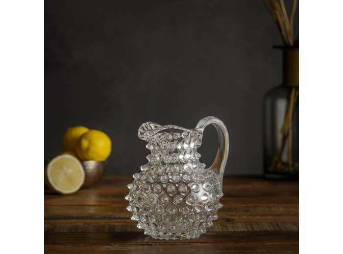 Carafon en Cristal Transparent Pointe de Diamant Élégant 14x12cm