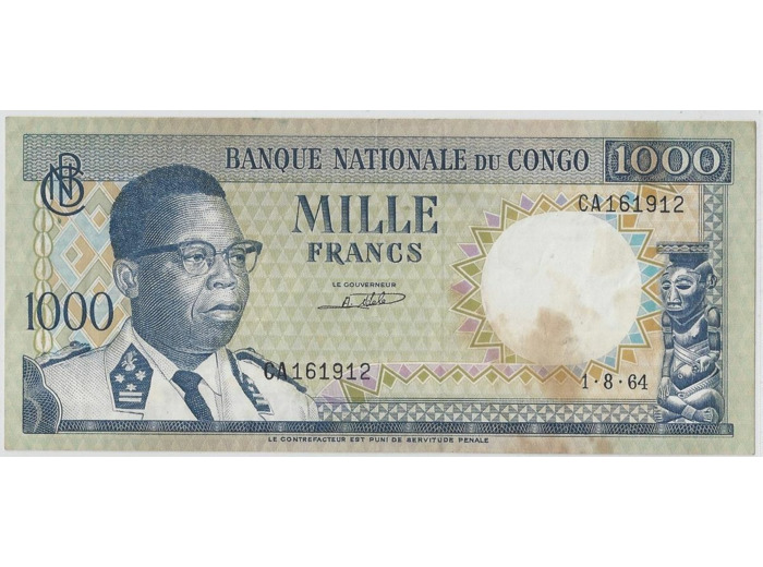 CONGO ( BANQUE NATIONALE DU ) W 8 a 1000 FRANCS 01/08/1964 TTB