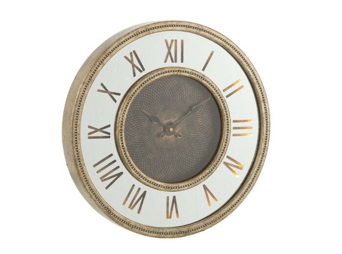 Horloge chiffres romains miroir mdf antique or small 47x6x47cm