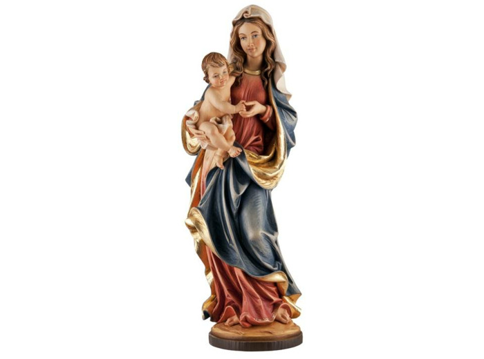 Vierge à l'enfant en bois 15cm- COULEUR