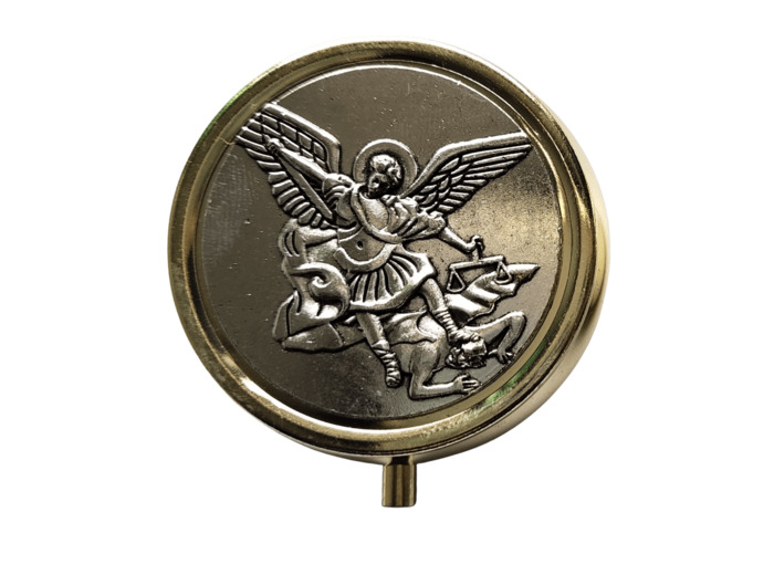 Custode dorée Diam. 5cm couvercle argenté SAINT MICHEL