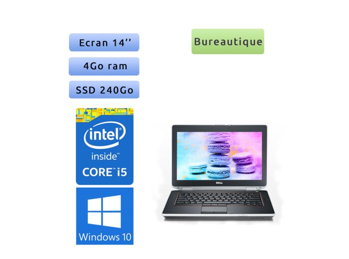 PC portable Dell Windows 10 - i5 4GB 240GB SSD 14.1" - Ordinateur
