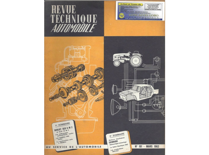 REVUE TECHNIQUE AUTOMOBILE N°191 MARS 1962 BERLIET GLR 8 M 2 ET GLR 10 M 2