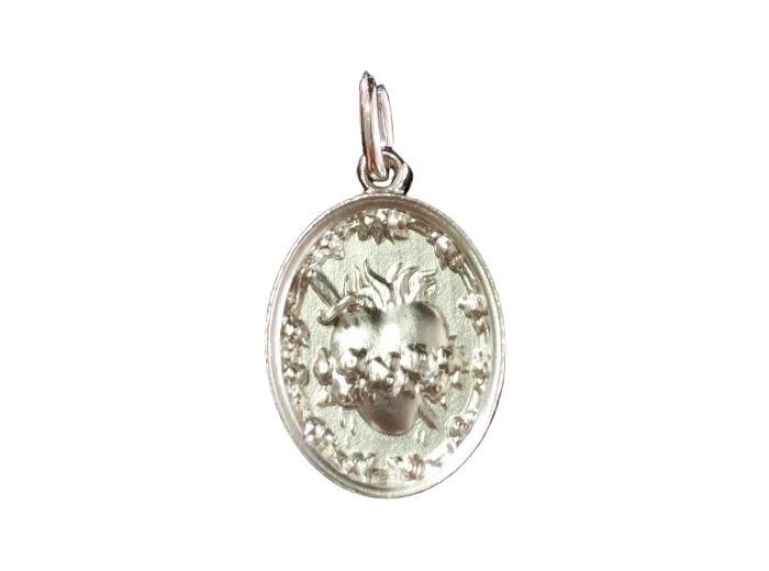 Coeur Sacré 19mm en Argent 925 - Coeur Immaculé de Marie