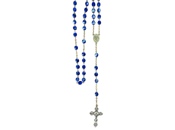 Chapelet Perles Cristal Sur Chaine Dorée - BLEU FONCE