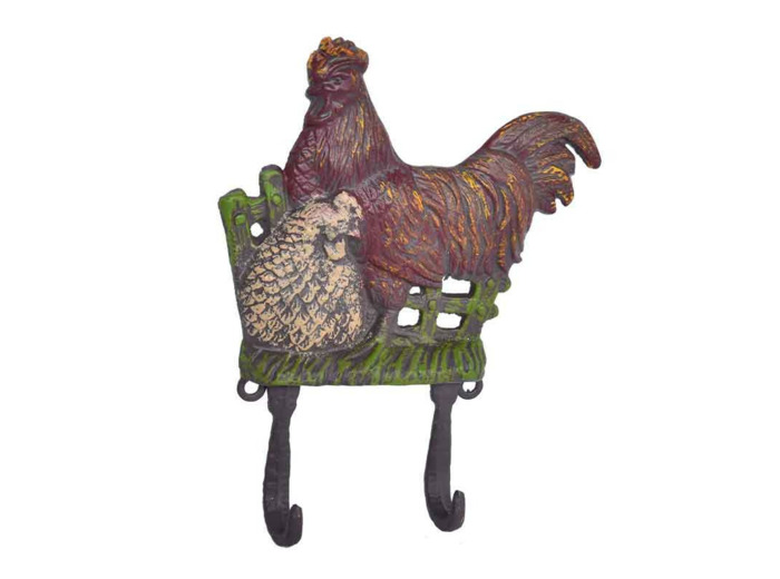 Patère coq biscotte multicolore 17x4x22cm