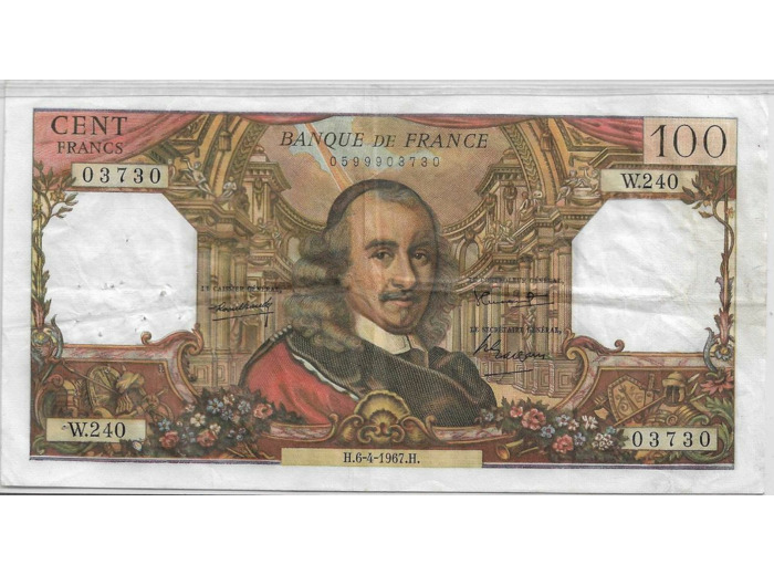 FRANCE 100 FRANCS CORNEILLE 6-4-1967 W.240 TTB