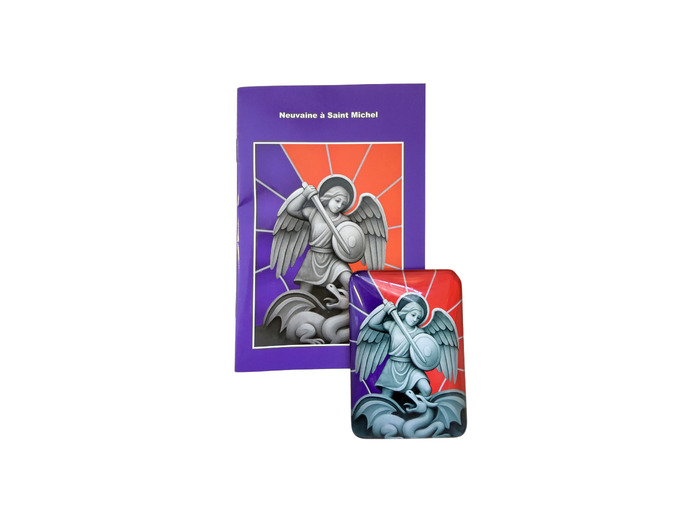 Magnet en Verre  48x68mm + Livret Neuvaine - Saint Michel