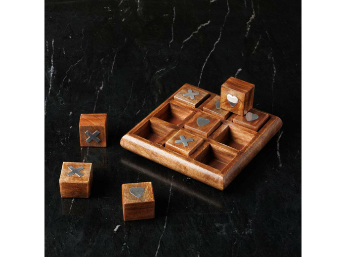 Jeu Morpion Oxo Love en Bois de Manguier 4x18x18cm