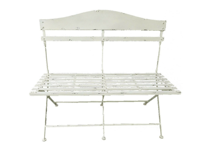 Banc de jardin fer blanc 104x55x94cm