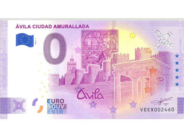 ESPAGNE 2021-1 AVILA CIUDAD AMURALLADA BILLET SOUVENIR 0 EURO ANNIVERSAIRE
