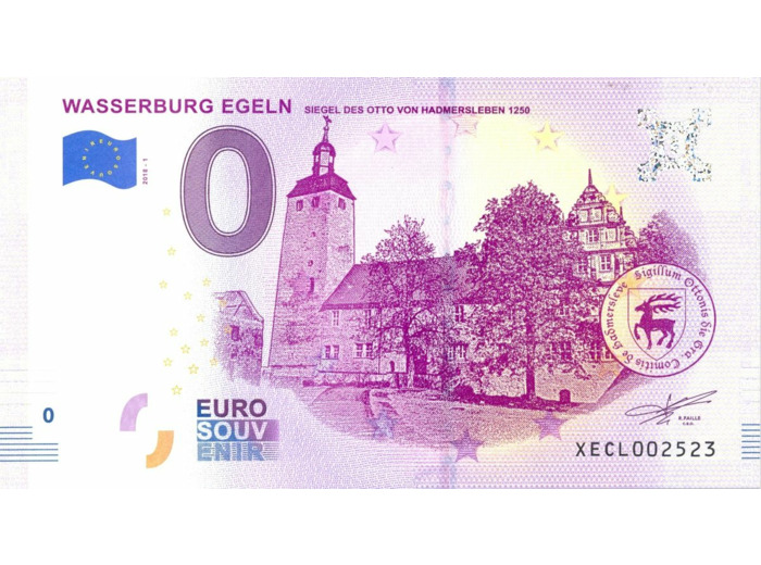 ALLEMAGNE 2018-1 WASSERBURG EGELN BILLET SOUVENIR 0EURO TOURISTIQUE  NEUF