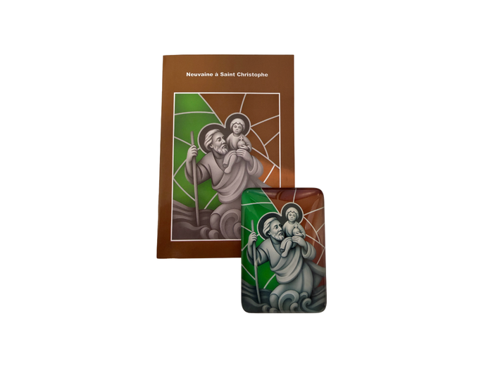 Magnet en Verre 48x68mm + Livret Neuvaine - Saint Christophe